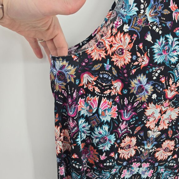 J jill womens size large petite multicolor floral sleeveless tank cotton blend - Picture 2 of 7